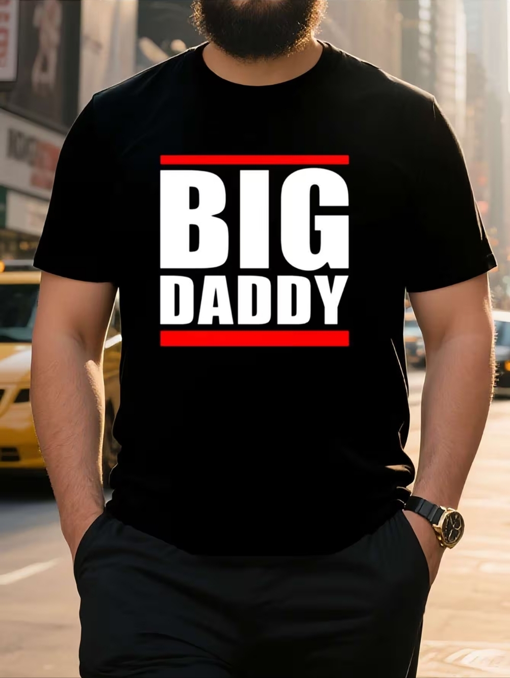 BIG DADDY Graphic Tee - Black with White & Red Print